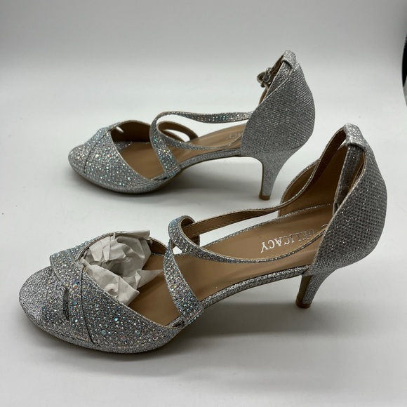 Delicacy Women's Silver Sparkle Scrappy Heel Shoes, Size 9 - Picture 3 of 5